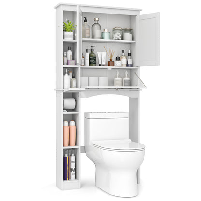 Over the Toilet Storage Cabinet with Adjustable Shelf and Bottom Bar-White