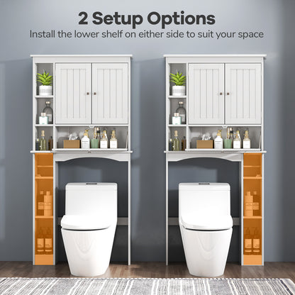 Over the Toilet Storage Cabinet with Adjustable Shelf and Bottom Bar-White