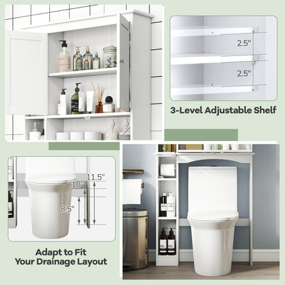 Over the Toilet Storage Cabinet with Adjustable Shelf and Bottom Bar-White