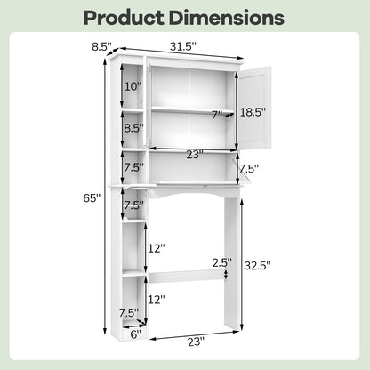Over the Toilet Storage Cabinet with Adjustable Shelf and Bottom Bar-White