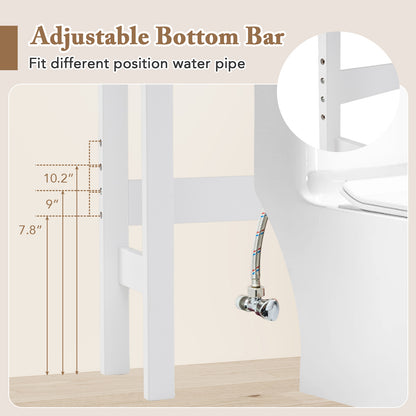 Over the Toilet Storage Rack Tall with Drawers Shelves and Adjustable Bottom Bar