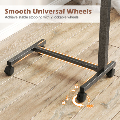 Overbed Table with Lockable Wheels and Adjustable Height