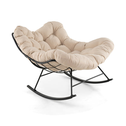Oversized Egg Papasan Chair with Padded Cushion for Porch