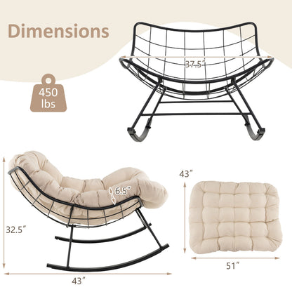 Oversized Egg Papasan Chair with Padded Cushion for Porch