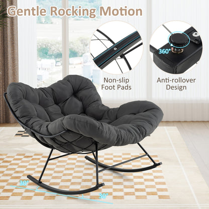 Oversized Egg Papasan Chair with Padded Cushion for Porch