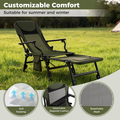 Oversized Foldable Fishing Chair with Detachable Footrest-Green