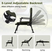 Oversized Foldable Fishing Chair for Adults with Armrest-Green