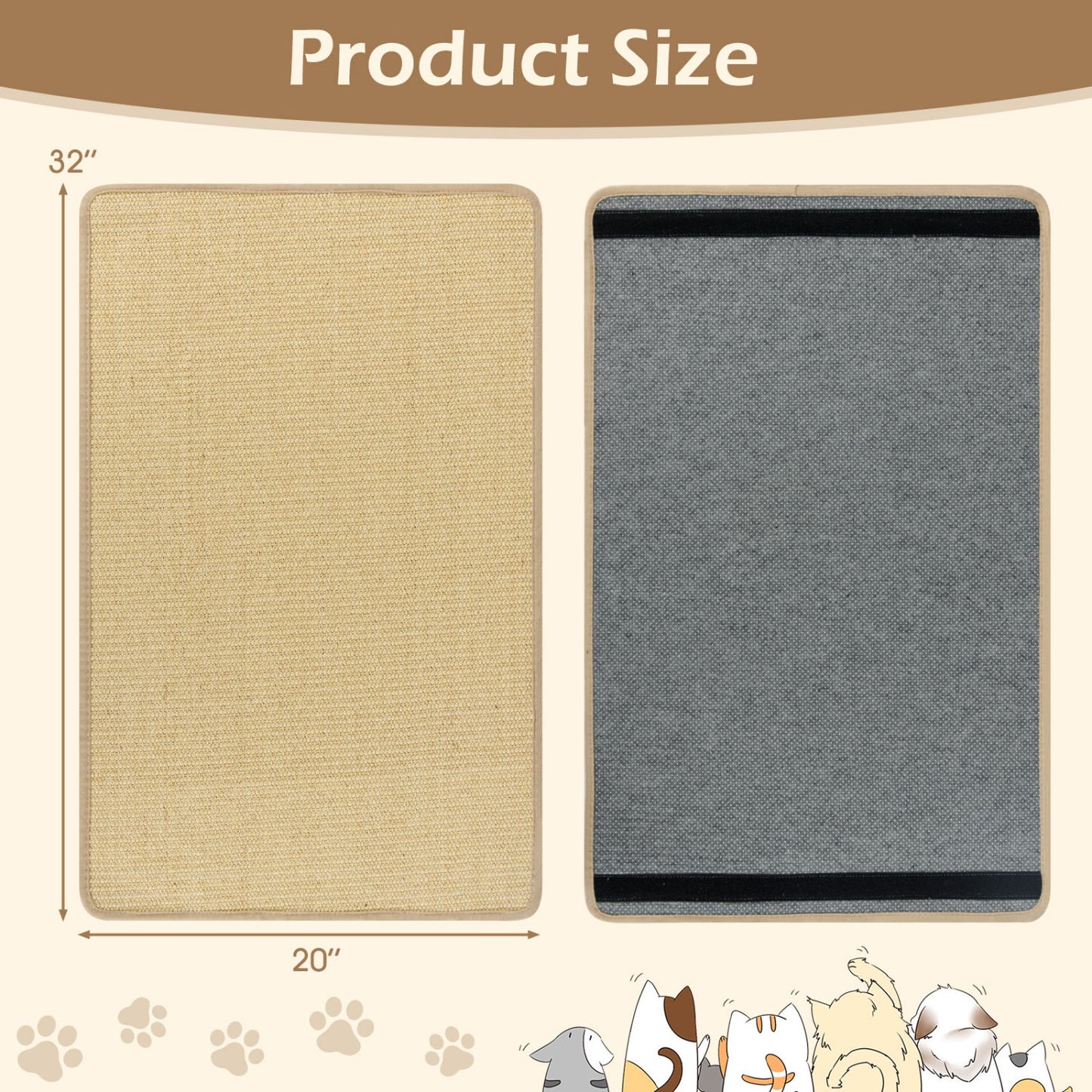 4 Pieces Cat Scratcher Mat Set 32 x 20 Inch Pads for Cats
