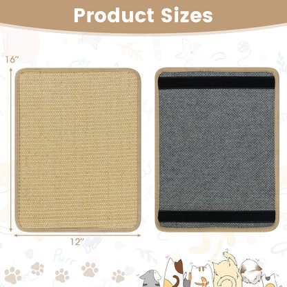 12 Pieces Cat Scratcher Mat Set 16 x 12 Inch Natural Sisal Pads
