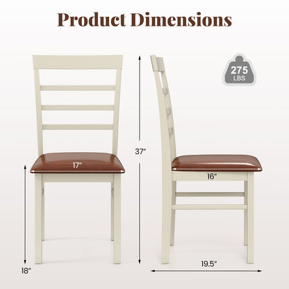 PU Leather Upholstered Armless Wooden Dining Chair Set of 2-White