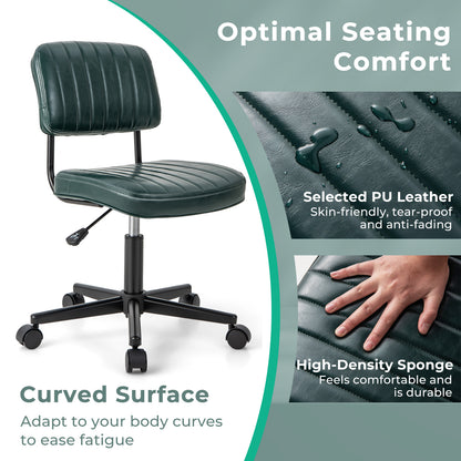 PU Leather Adjustable Office Chair Swivel Task Chair with Backrest-Green