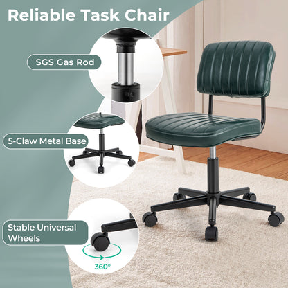 PU Leather Adjustable Office Chair Swivel Task Chair with Backrest-Green