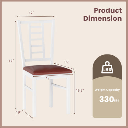 PU Leather Upholstered Wood Dining Chairs Set of 2-White