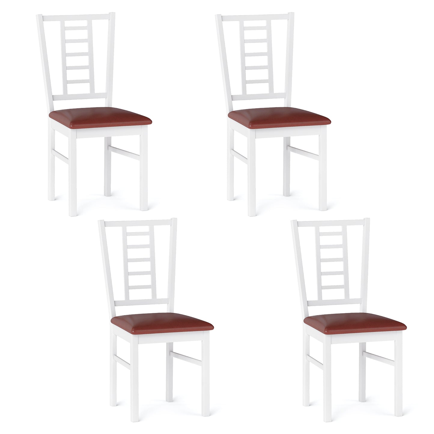 PU Leather Upholstered Wood Dining Chairs Set of 4-White