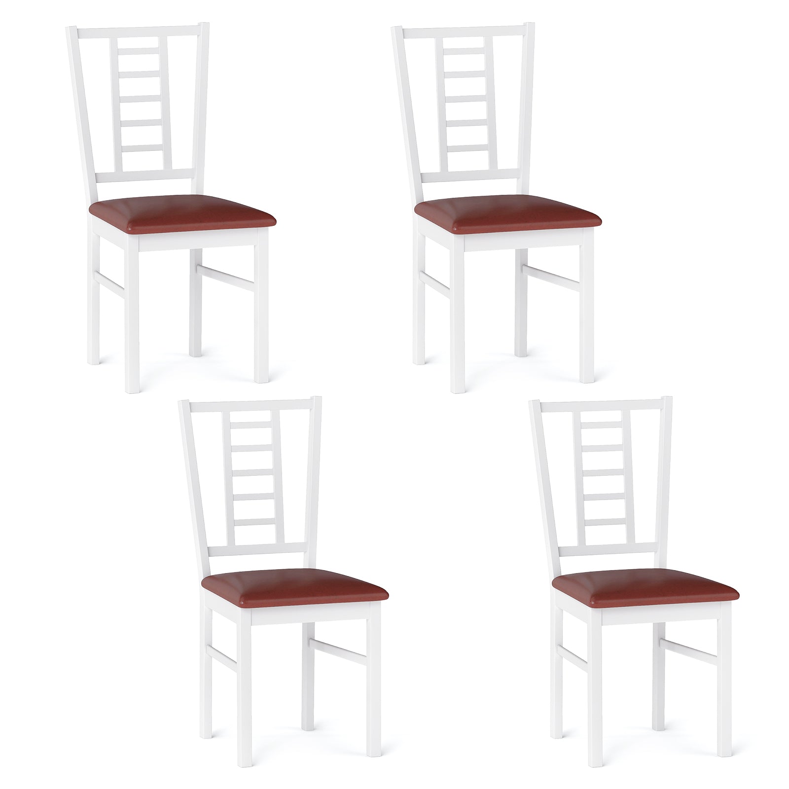 PU Leather Upholstered Wood Dining Chairs Set of 4-White