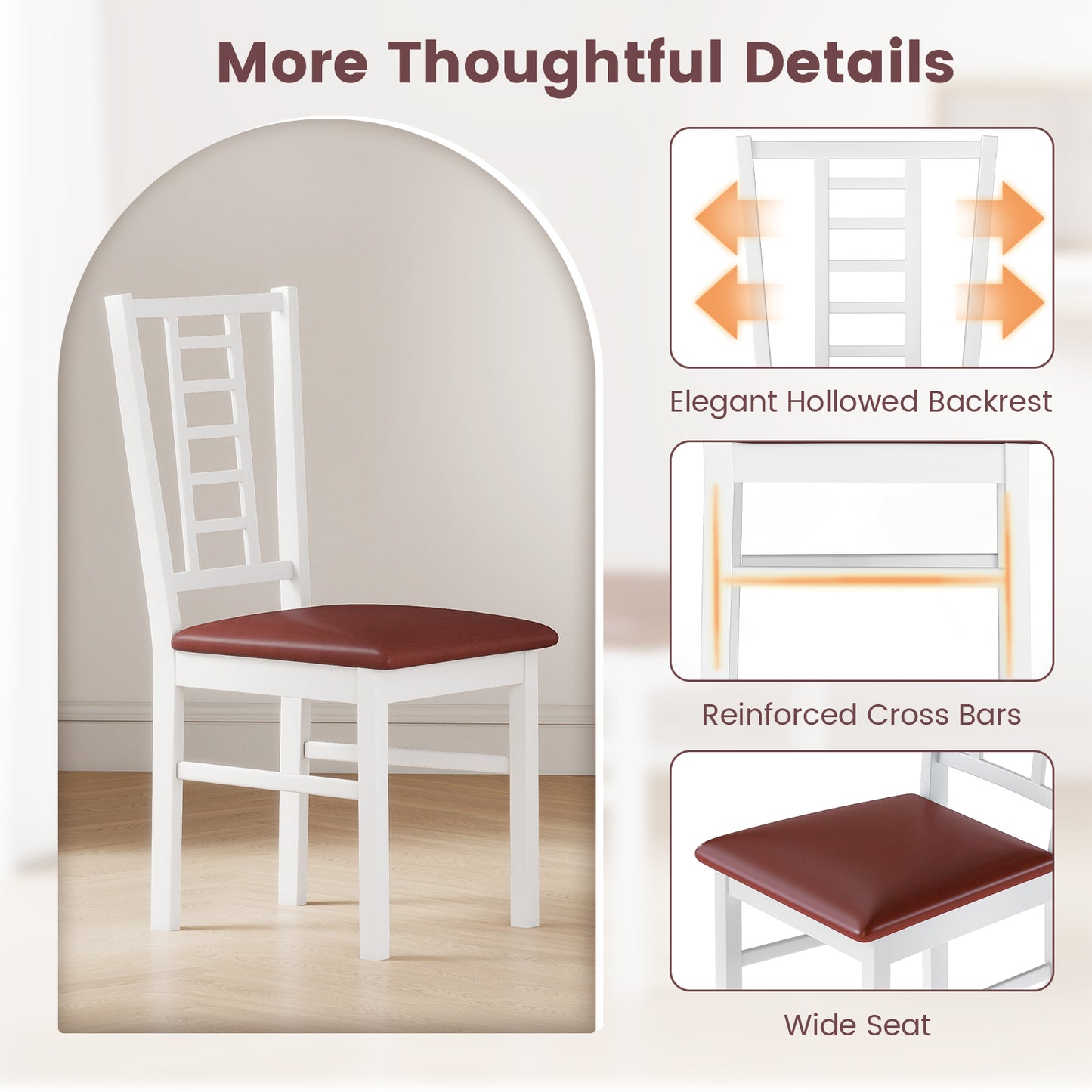 PU Leather Upholstered Wood Dining Chairs Set of 4-White