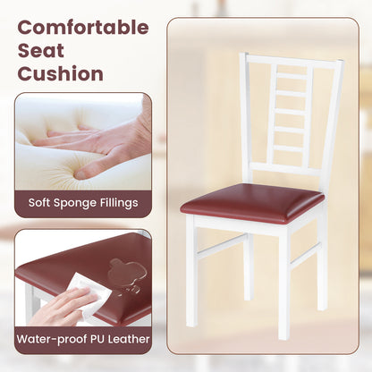 PU Leather Upholstered Wood Dining Chairs Set of 4-White
