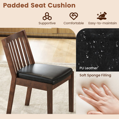 PU Leather Upholstered Dining Chair with Padded Seat Set of 2-Espresso