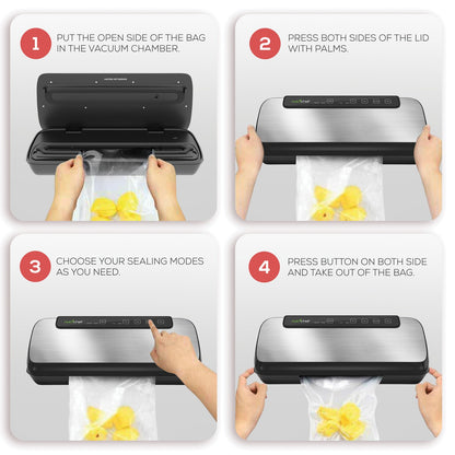 NutriChef Automatic Vacuum Sealer with Dry/Moist Settings, Bags & Roll Included - view 4