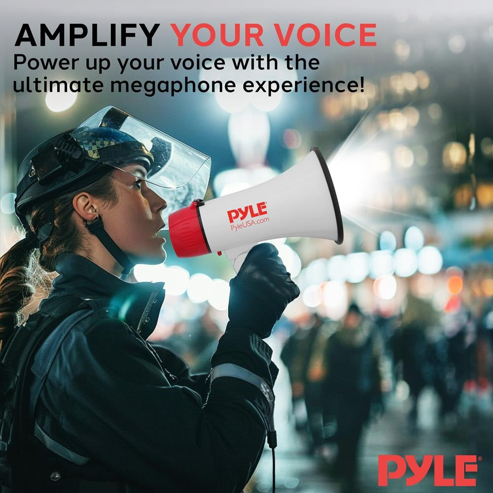 Pyle 30W Mini Megaphone Bullhorn with LED Light & Siren - view 7