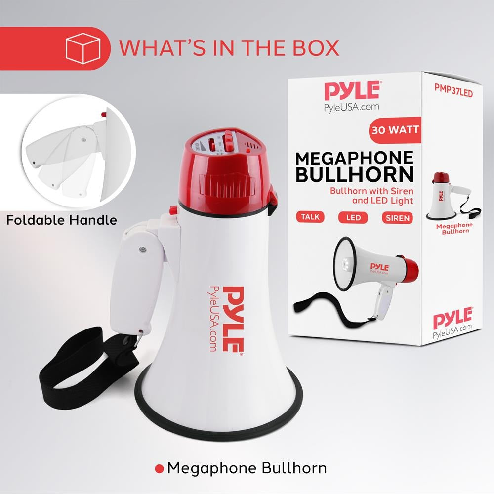 Pyle 30W Mini Megaphone Bullhorn with LED Light & Siren - view 8