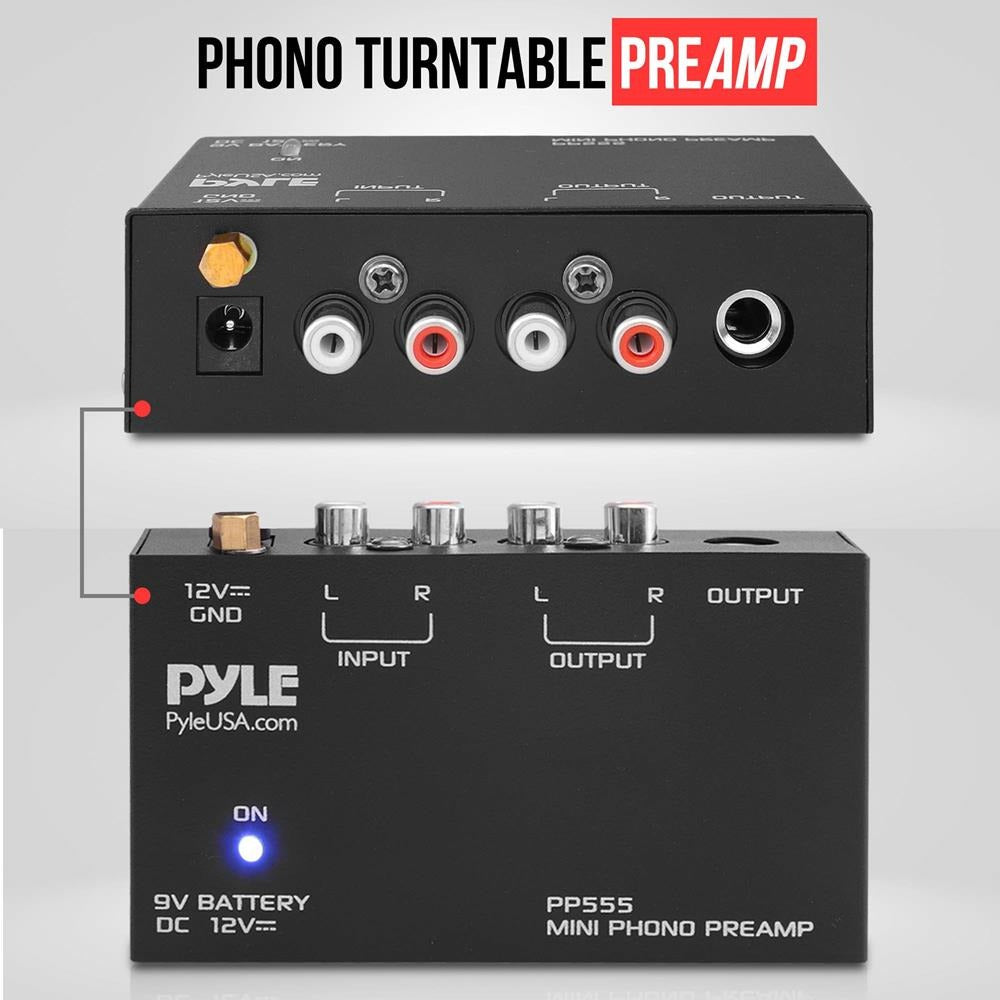 Pyle Ultra-Compact Phono Turntable Preamp with RCA & 1/4-In. Outputs - view 3