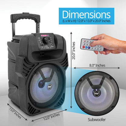 Pyle Portable Bluetooth PA Speaker & Microphone System with LED Lights, FM Radio & Rechargeable Battery - view 2