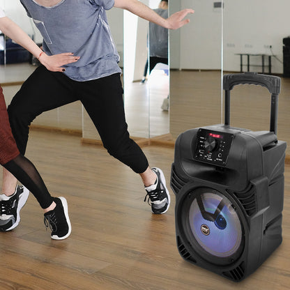 Pyle Portable Bluetooth PA Speaker & Microphone System with LED Lights, FM Radio & Rechargeable Battery - view 6