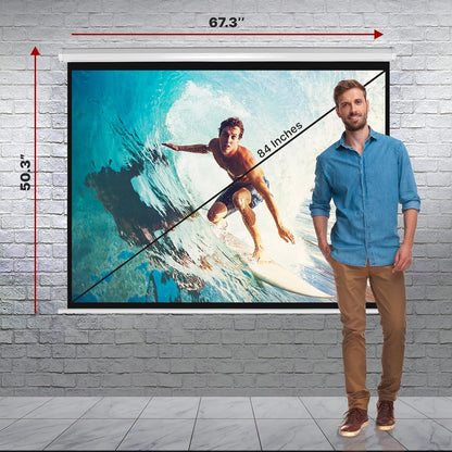 Pyle 84-In. Manual Pull-Down Projector Screen, 4:3 Matte White - view 8
