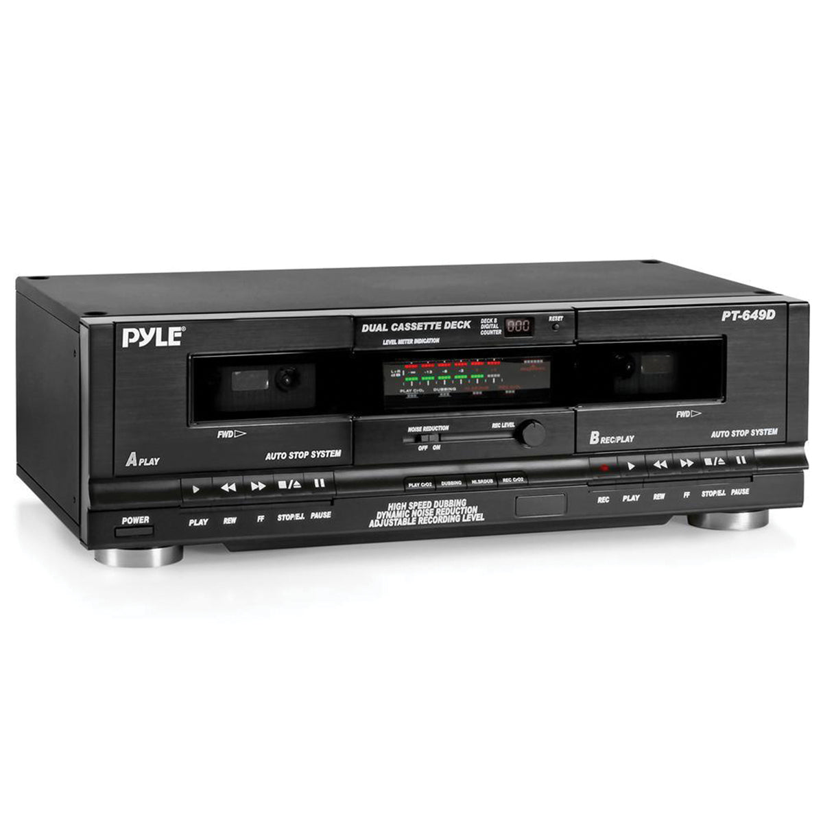 Pyle Rack-Mount Dual Cassette Deck with High-Speed Dubbing