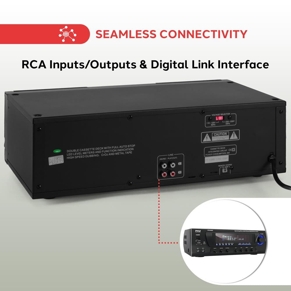 Pyle Rack-Mount Dual Cassette Deck with High-Speed Dubbing - view 5