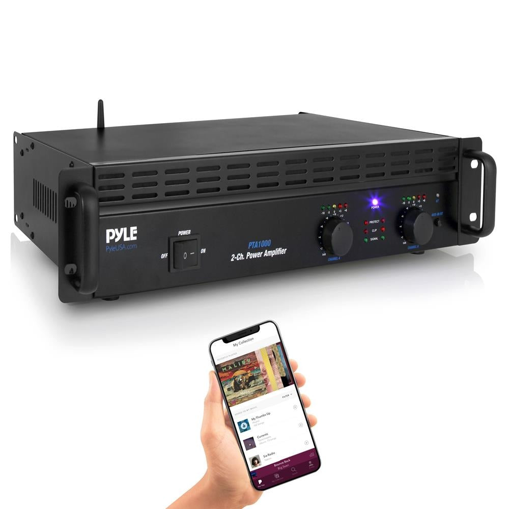 Pyle 1,000W Bridgeable 2-Channel Rack-Mount Pro Power Amplifier with Bluetooth - view 2