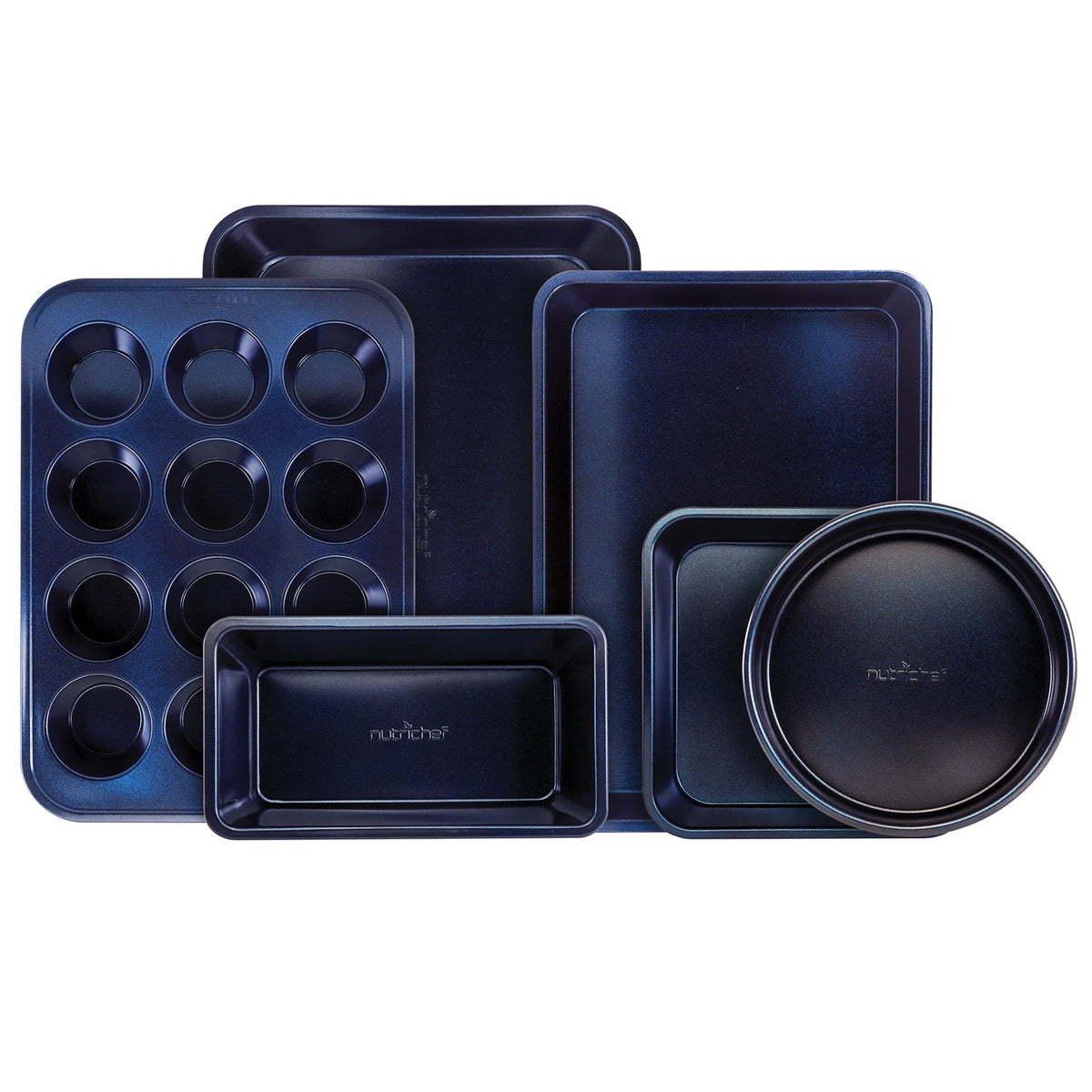 NutriChef 6-Piece Nonstick Carbon Steel Bakeware Set, Blue
