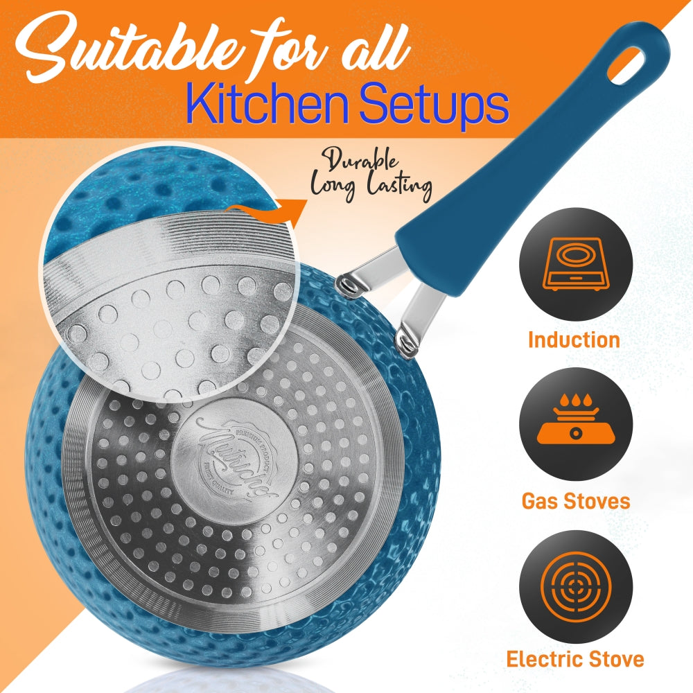 NutriChef 11-Piece Diamond Nonstick Cookware Set, Blue - view 3