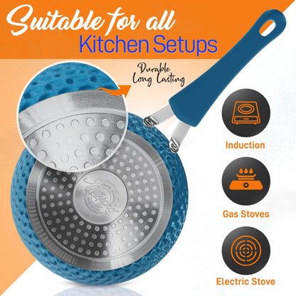 NutriChef 11-Piece Diamond Nonstick Cookware Set, Blue - view 3