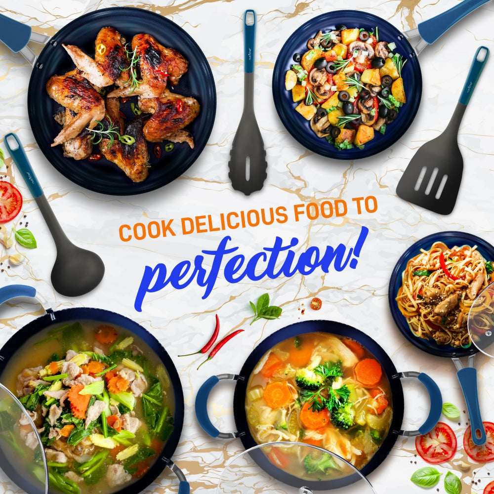 NutriChef 11-Piece Diamond Nonstick Cookware Set, Blue - view 5