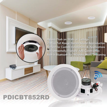 Pyle 8-In. 250W Bluetooth In-Ceiling/In-Wall Speaker Pair with Polymer Tweeter, 8 Ohms - view 5