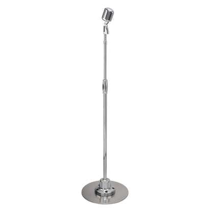 Pyle Retro Vintage-Style Dynamic Microphone with Adjustable Swing Stand, Silver
