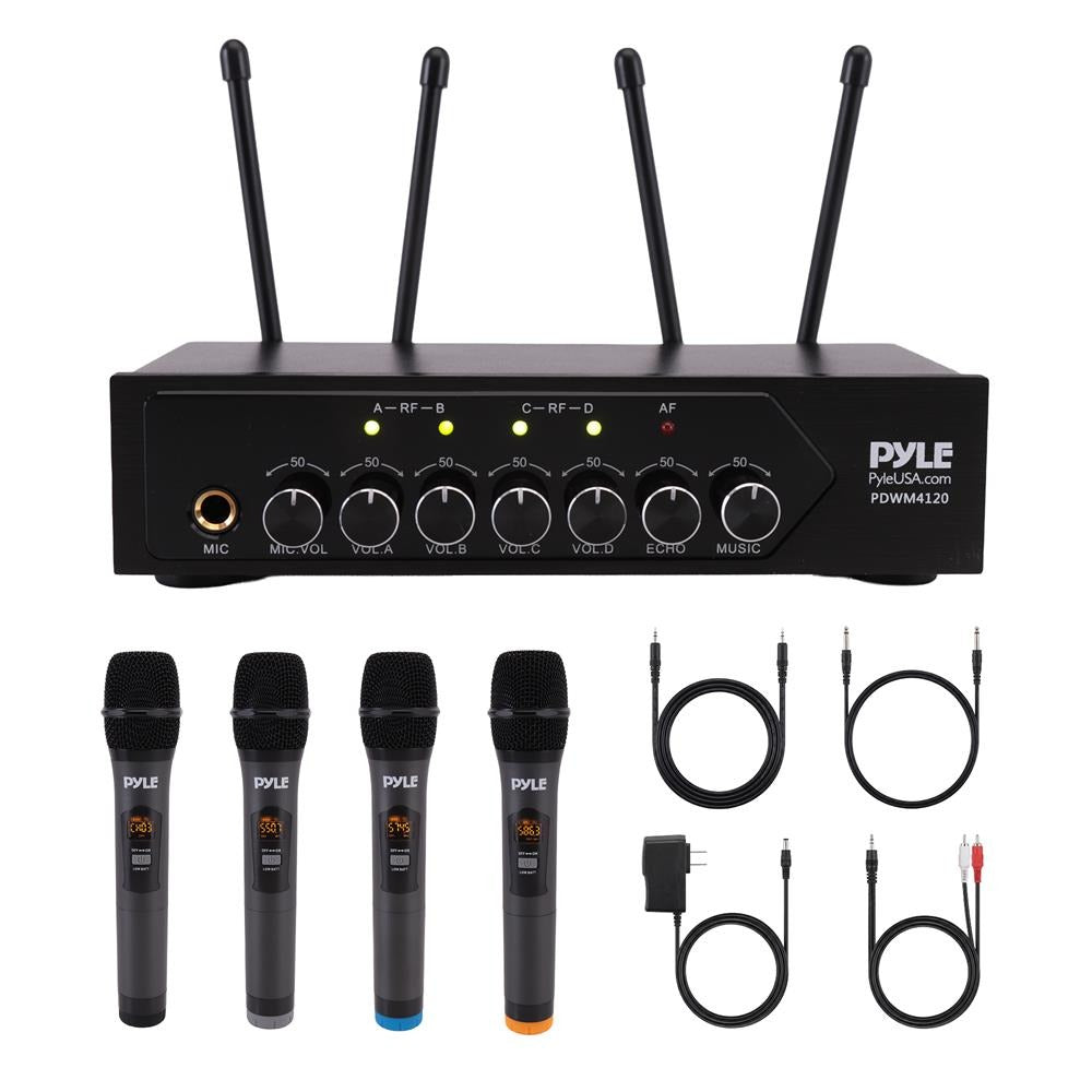 Pyle UHF Wireless Microphone System with 4 Handheld Mics & Bluetooth - view 2
