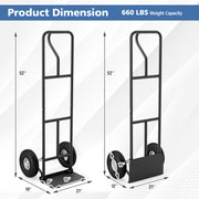 P-Handle Hand Truck with Foldable Load Plate for Warehouse Garage-Black