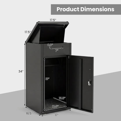 Package Delivery Box with Anti-Theft Board and Lockable Door