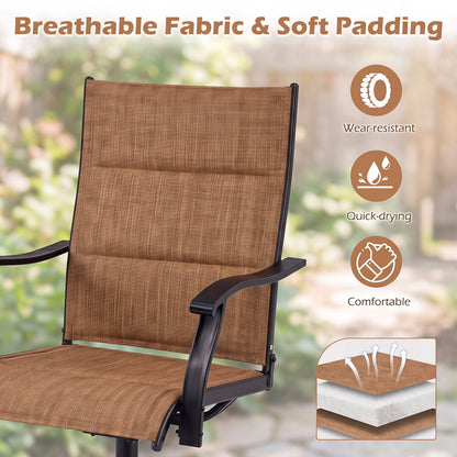 Swivel Patio Dining Chairs Set of 2 with Padded Seats