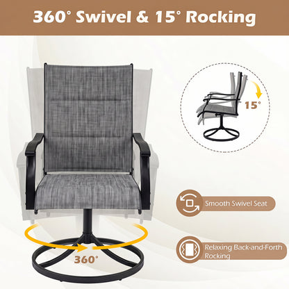 Swivel Patio Dining Chairs Set of 2 with Padded Seats