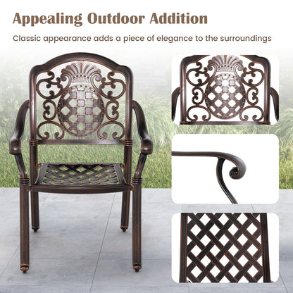 Patio Cast Aluminum Dining Chairs Set of 2 Metal Armchairs Stackable-Copper