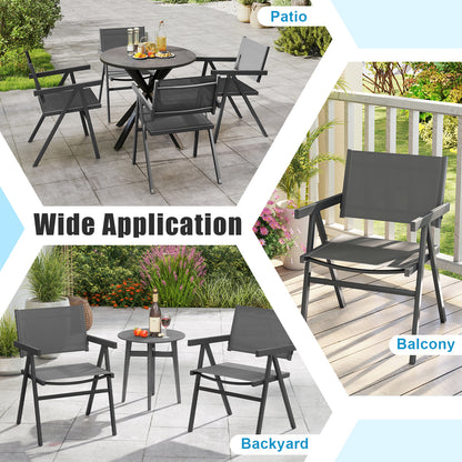Patio Chairs Set of 2 Outdoor Dining Chair with Breathable Fabric Seat-Set of 2