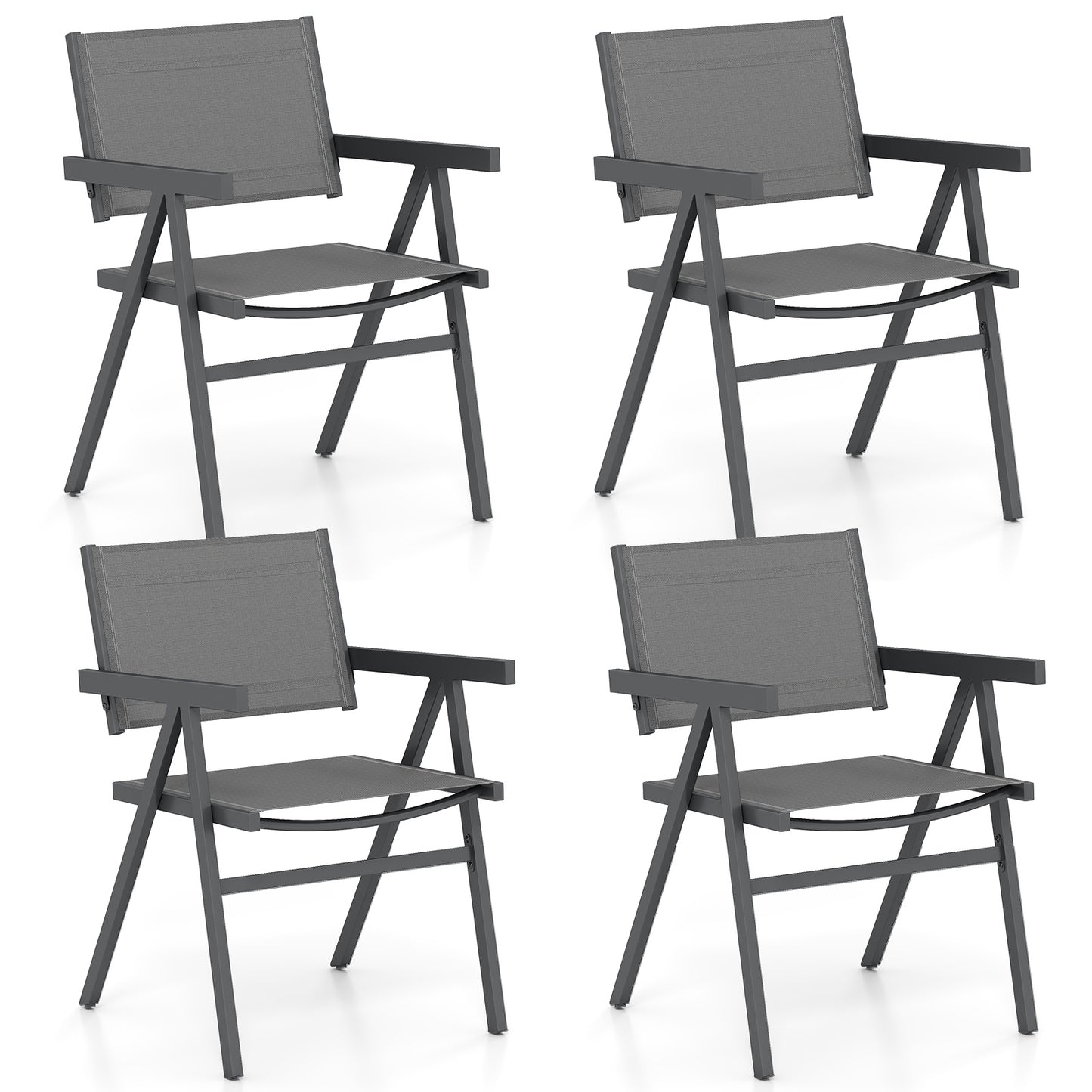 Patio Chairs Set of 2 Outdoor Dining Chair with Breathable Fabric Seat-Set of 4