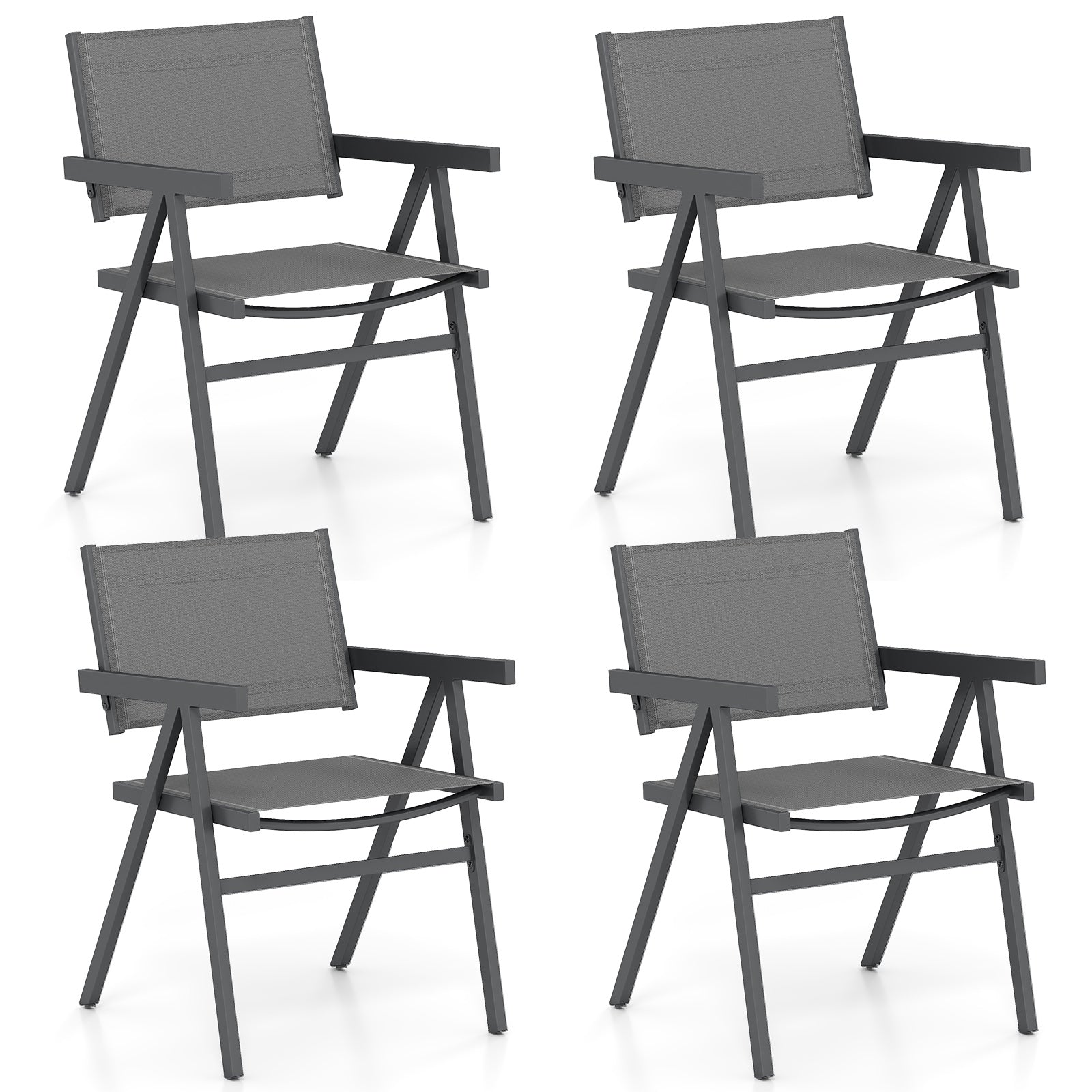 Patio Chairs Set of 2 Outdoor Dining Chair with Breathable Fabric Seat-Set of 4