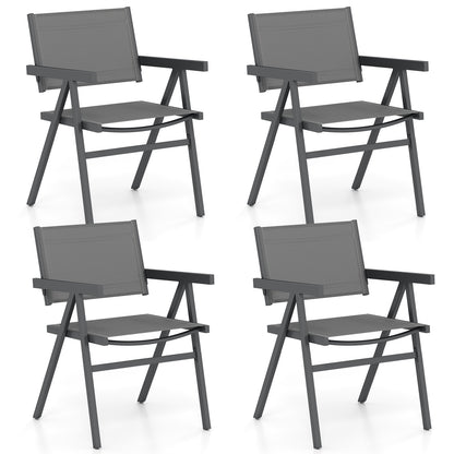 Patio Chairs Set of 2 Outdoor Dining Chair with Breathable Fabric Seat-Set of 4