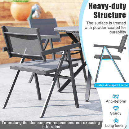 Patio Chairs Set of 2 Outdoor Dining Chair with Breathable Fabric Seat-Set of 4