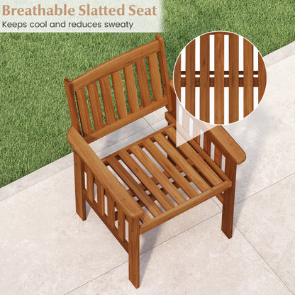 Patio Chairs Set of 2 Outdoor Solid Wood Chairs with Slatted Seat and Inclined Backrest